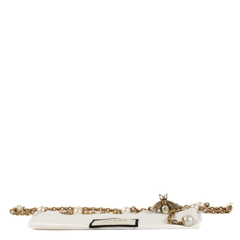 Gucci Gold Bee Faux Pearl Chain Belt Labellov Buy and Sell Authentic Luxury
