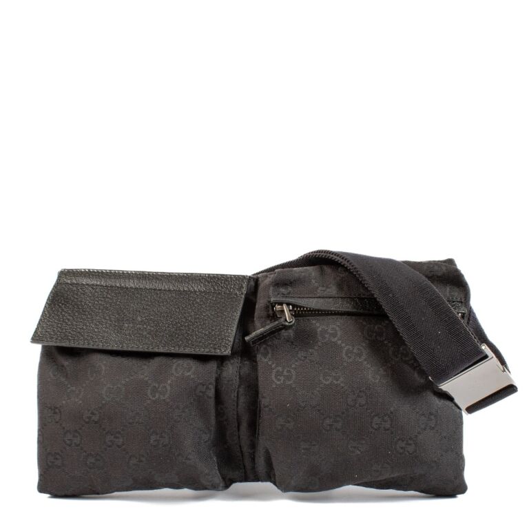 Gucci Black GG Canvas Belt Bag Labellov Buy and Sell Authentic Luxury