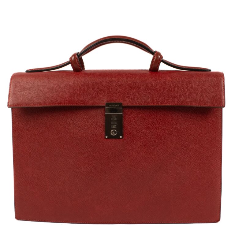 Delvaux Red Leather Briefcase Labellov Buy and Sell Authentic Luxury