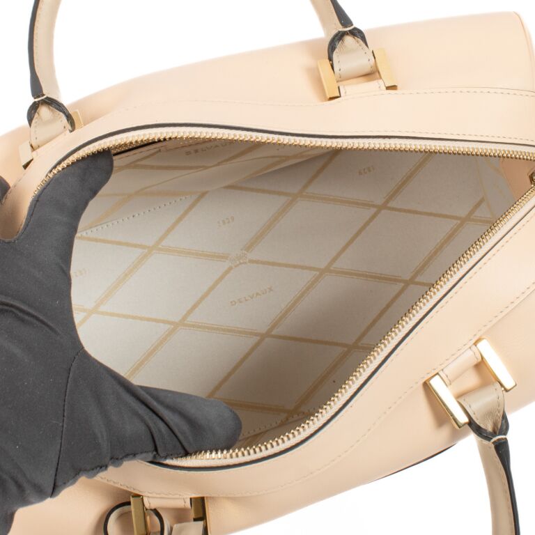 Delvaux Louise Boston Allure Bicolore Nude & Sand Top Handle
