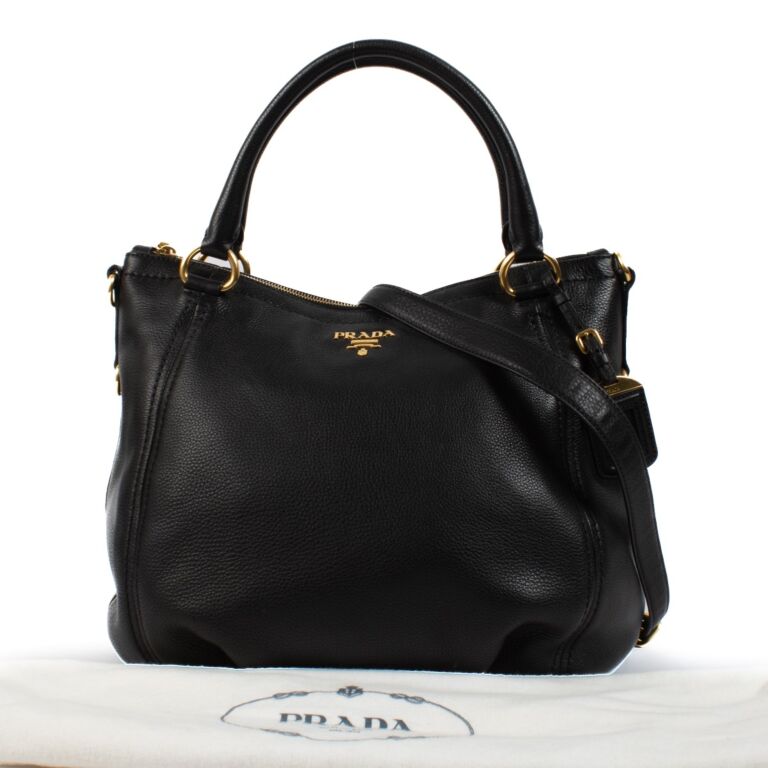 Prada Black Vitello Daino Shoulder Bag ○ Labellov ○ Buy and Sell