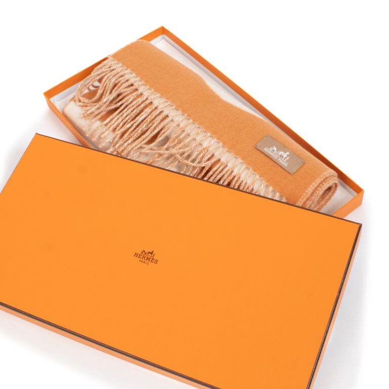 Hermès Orange/Ivoire Casaque Grand Mors Muffler Scarf