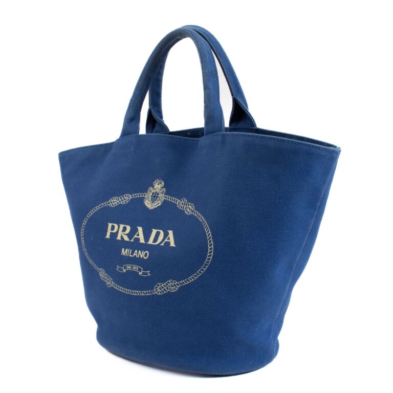 Prada Blue Canvas Tote ○ Labellov ○ Buy and Sell Authentic