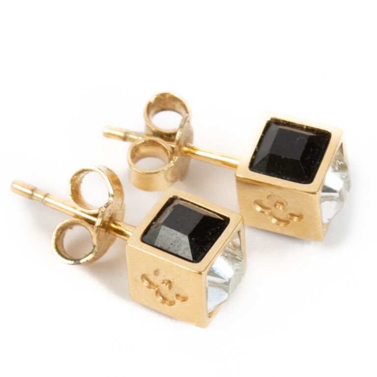 魅力的な価格 Gold Vuitton Louis Gem Earrings Stud Gamble Cube Crystal アクセサリー
