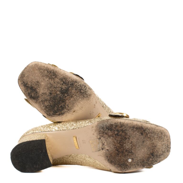 GUCCI モノグラム　スタッズ　ミュール　35サイズ GUCCI Monogram Kid Scamosciato Double G Womens Dad Sandals