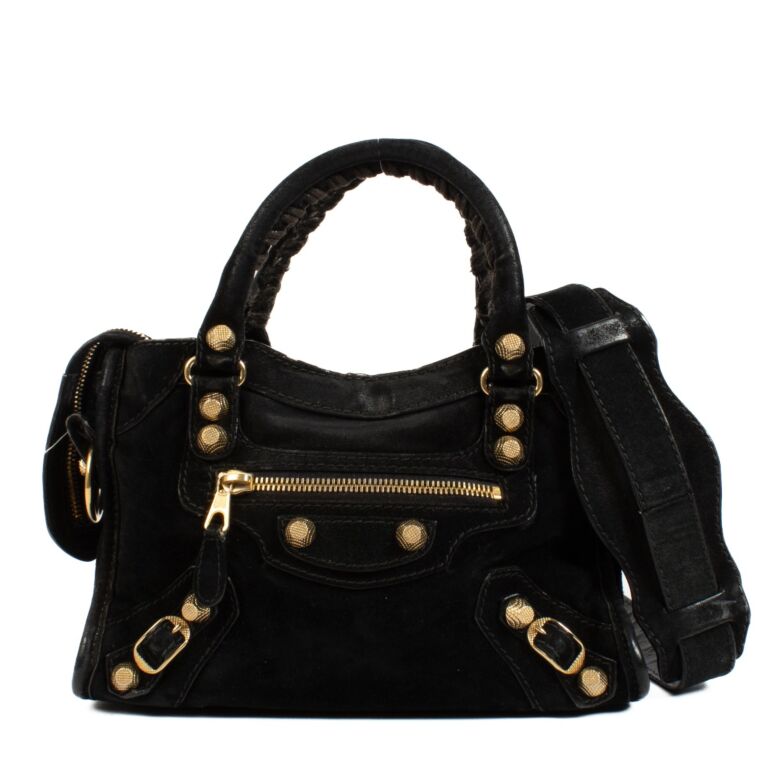 Balenciaga Black Suede Mini City Bag Labellov Buy and Sell Authentic Luxury