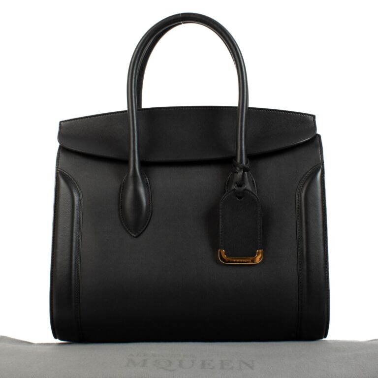 Alexander McQueen Black Smooth Leather Heroine Handbag