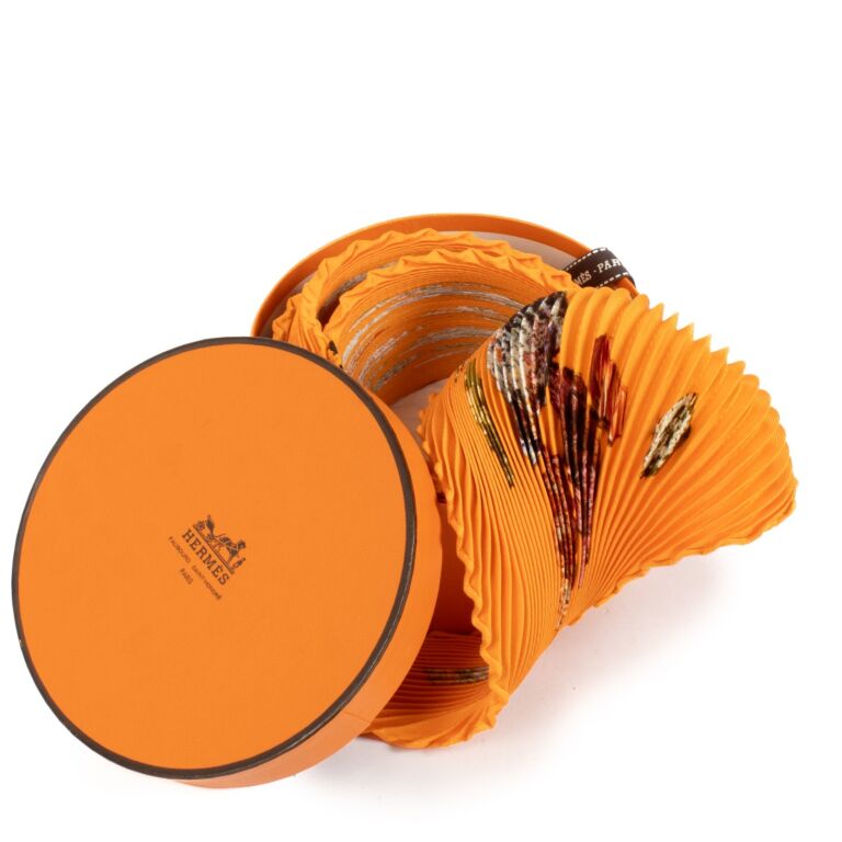 Hermès Orange Les Mineraux Plissé Scarf ○ Labellov ○ Buy and