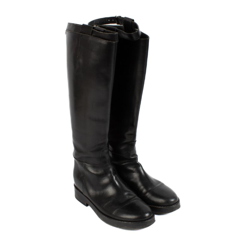 ANNDEMEULEMEESTER
 アンドゥムルメステール 希少ストール Ann Demeulemeester Black Stan Riding Boots - Size 39