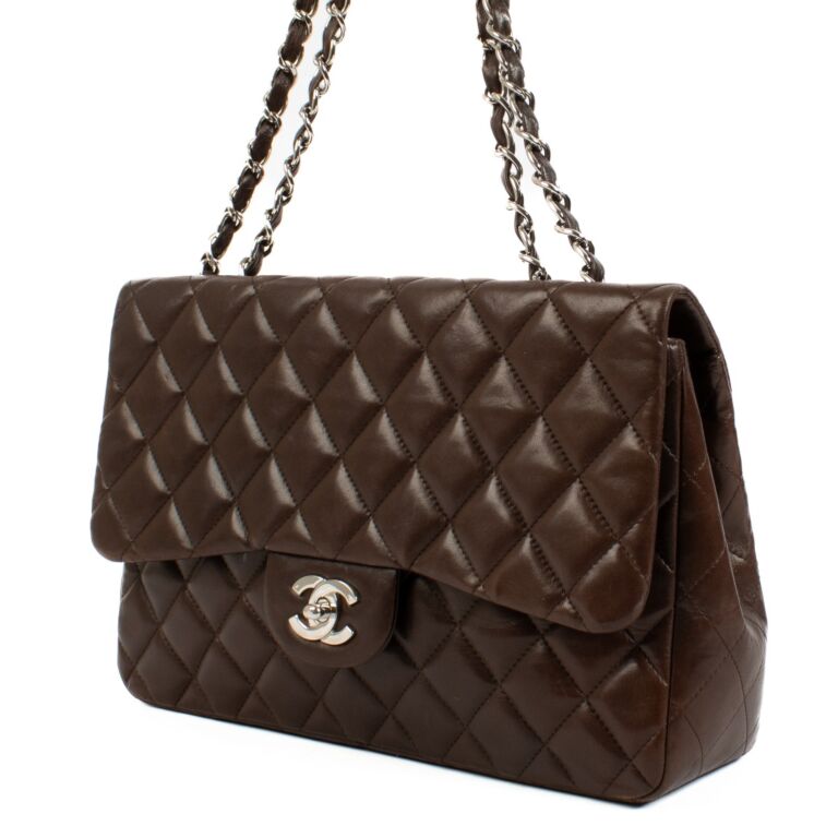 Chanel Brown Lambskin Large Classic Single Flap Bag ○ Labellov