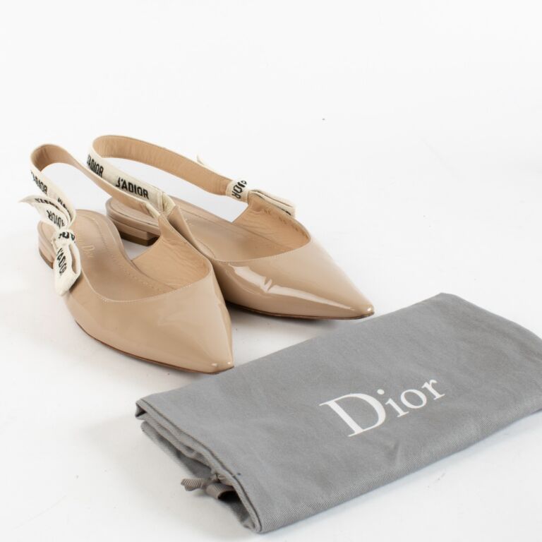 Christian Dior Beige Patent J'Adior Slingbacks - Size 38.5