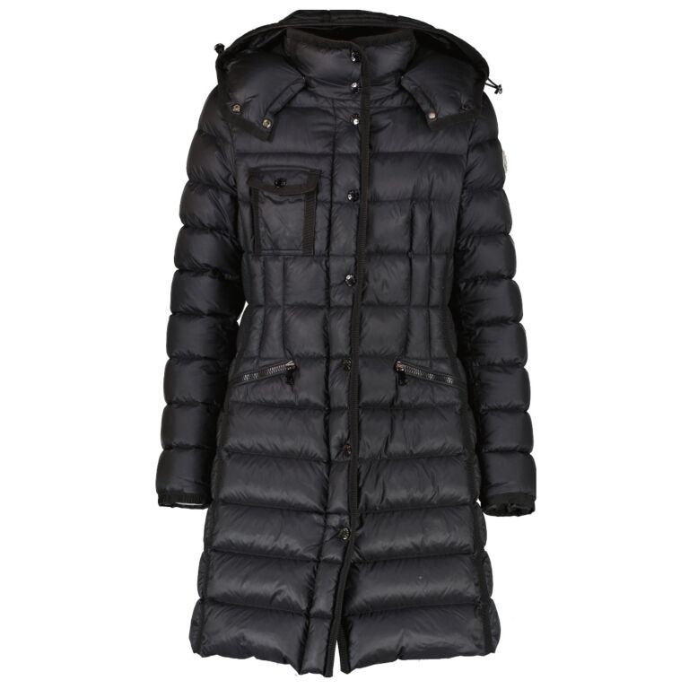 海外輸入 インボイス Hooded Hermine Black Moncler Long 1 Size - Jacket Down ジャケット・アウター