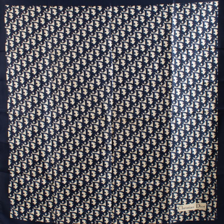 Christian Dior Blue Oblique Scarf ○ Labellov ○ Buy and
