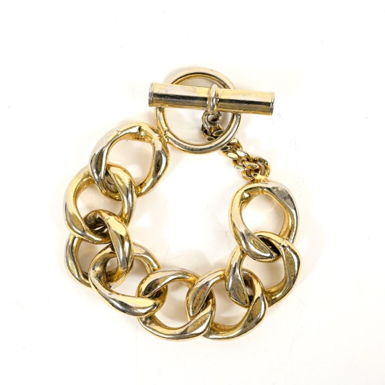 Chanel Gold Vintage cuff bracelet Golden Leather Metal ref213163  Joli  Closet