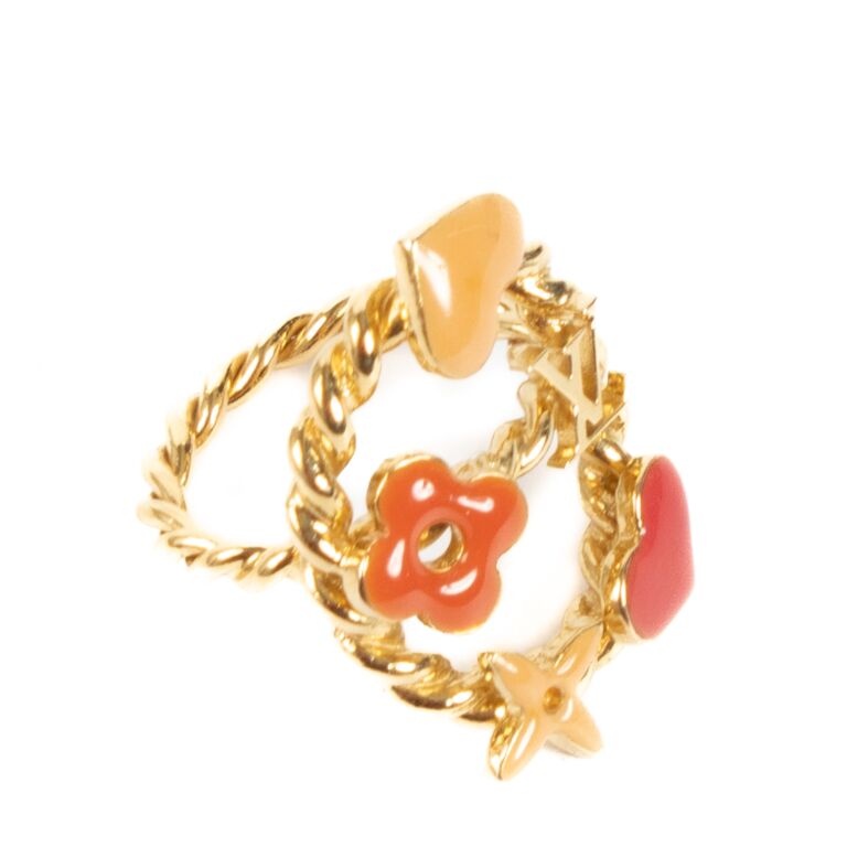 海外限定品◆関税なし【LOUIS VUITTON】フラワー クラウン ring Louis Vuitton Gold Sweet Monogram Ring - Size 49,5
