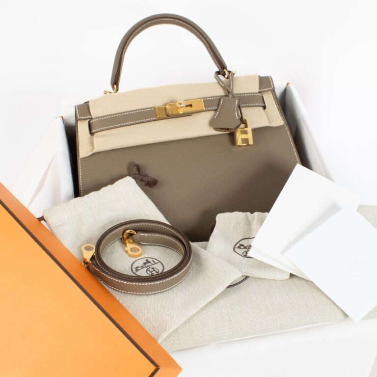 HERMES◆ Kelly Depliant Medium Etoupe◆ Hermès Kelly To Go Evercolor Étoupe | SACLÀB