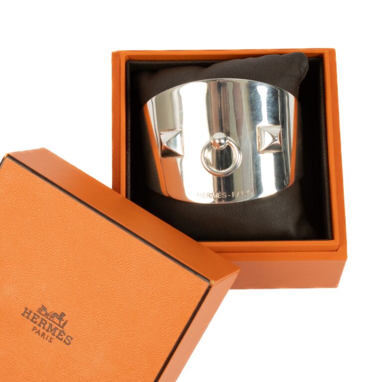 Hermès Sterling Silver Collier de Chien Rock Bracelet - Size