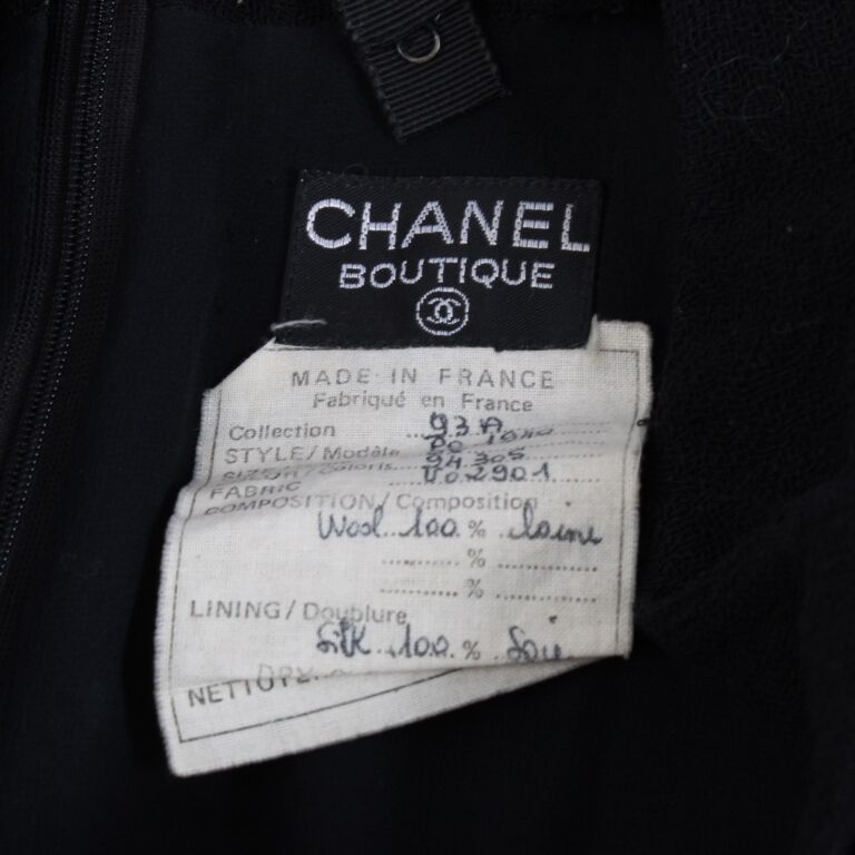 CHANEL シャネル　サイズ38 wool濃紺　ペプラムドレス 膝下丈 Chanel Black 93A Wool Dress - Size 38 ○ Labellov ○ Buy and