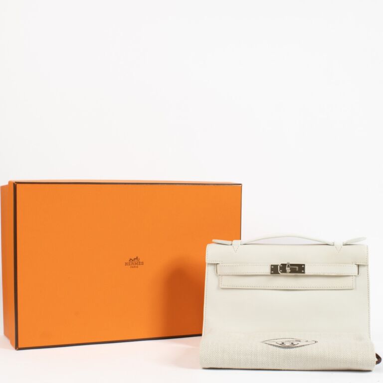 Hermès Kelly Mini Pochette White Swift Palladium Hardware