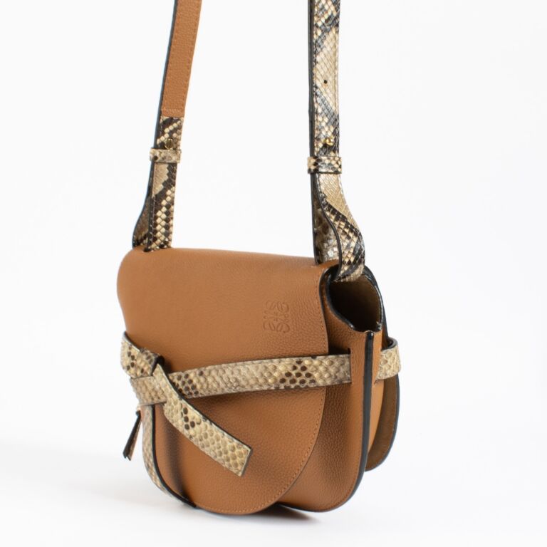 Loewe Cognac Python Gate Small Bag ○ Labellov ○ Buy and