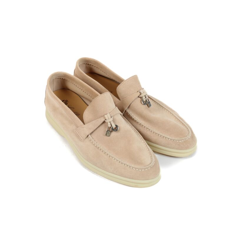 Loro Piana SUMMER WALK モカシン 40 ベージュ Loro Piana Summer Walk Charms Suede Sandstone