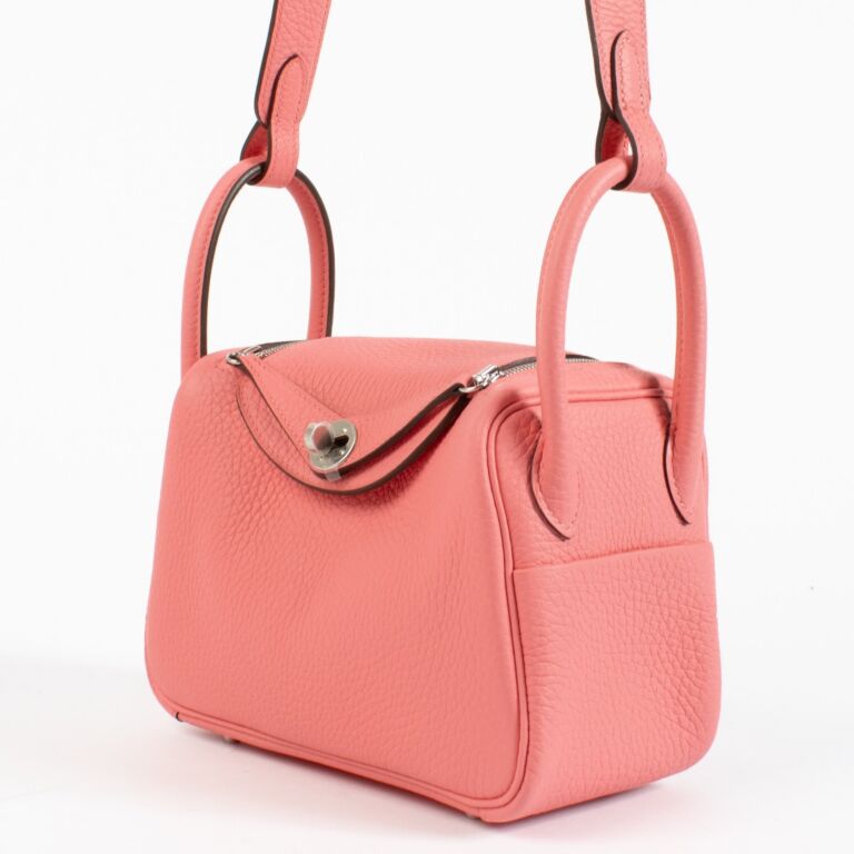 Hermès Lindy Mini II Rose Azalee Clemence PHW ○ Labellov ○ Buy