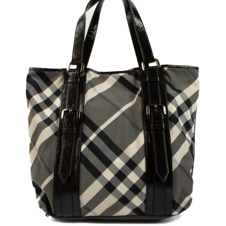 Burberry Black Nylon Check Tote Bag ○ Labellov ○ Buy and