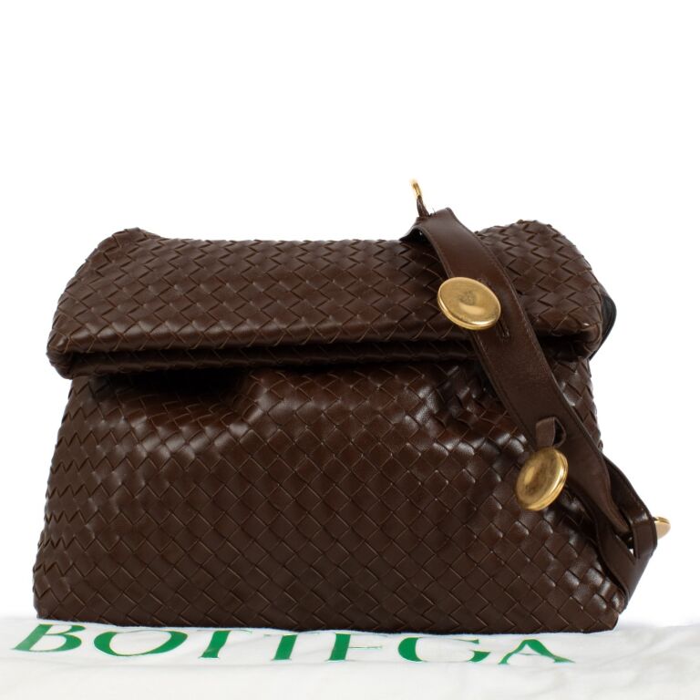 Bottega Veneta Brown Intrecciato The Fold Bag ○ Labellov