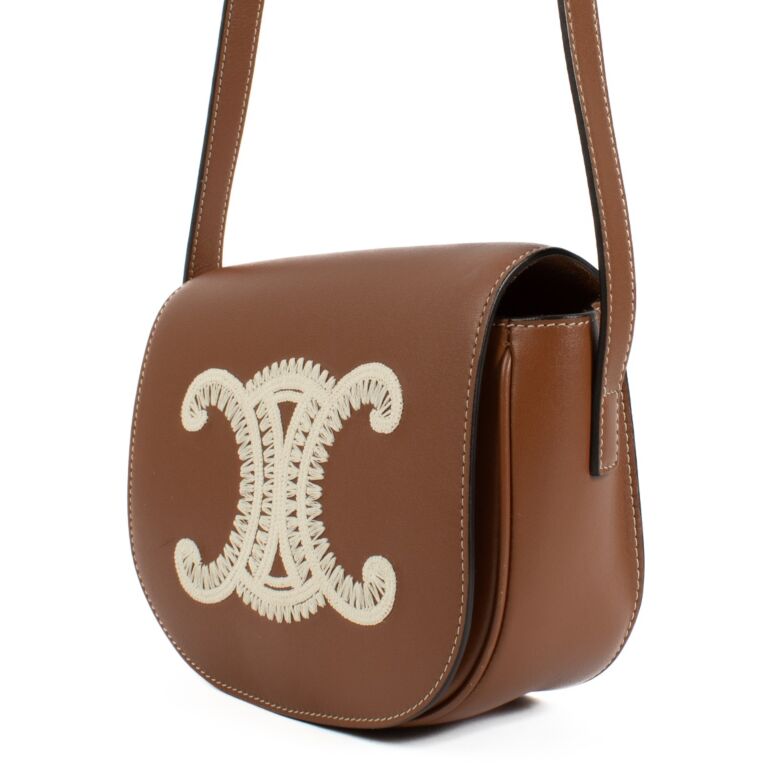 Celine Tan Folco Cuir Embroidered Triomphe Bag ○ Labellov