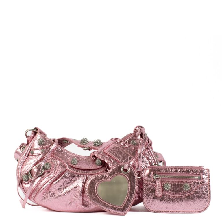 Balenciaga Metallic Pink Rhinestone Le Cagole XS ○ Labellov Balenciaga Metallic Pink Rhinestone Le Cagole XS ○ Labellov