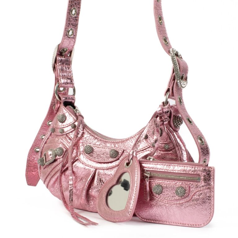 Balenciaga Metallic Pink Rhinestone Le Cagole XS ○ Labellov Balenciaga Metallic Pink Rhinestone Le Cagole XS ○ Labellov