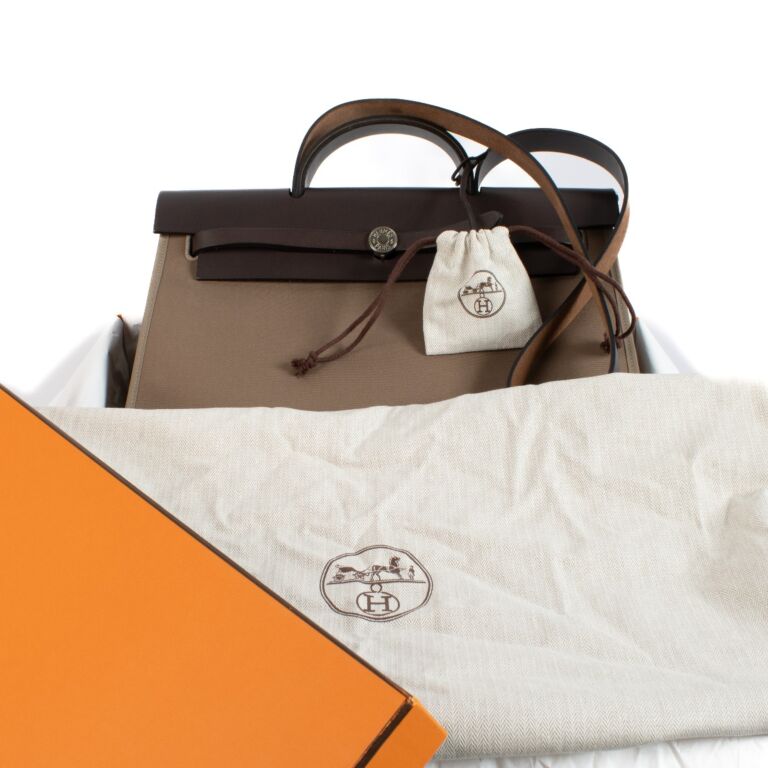 Hermès Herbag Zip 39 Etoupe Canvas/Leather PHW ○ Labellov