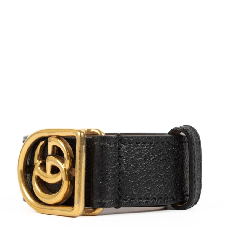GUCCI レザーベルト　GGバックル　ブラック×ゴールド Gucci GG Buckle Bracelet ○ Labellov ○ Buy and Sell