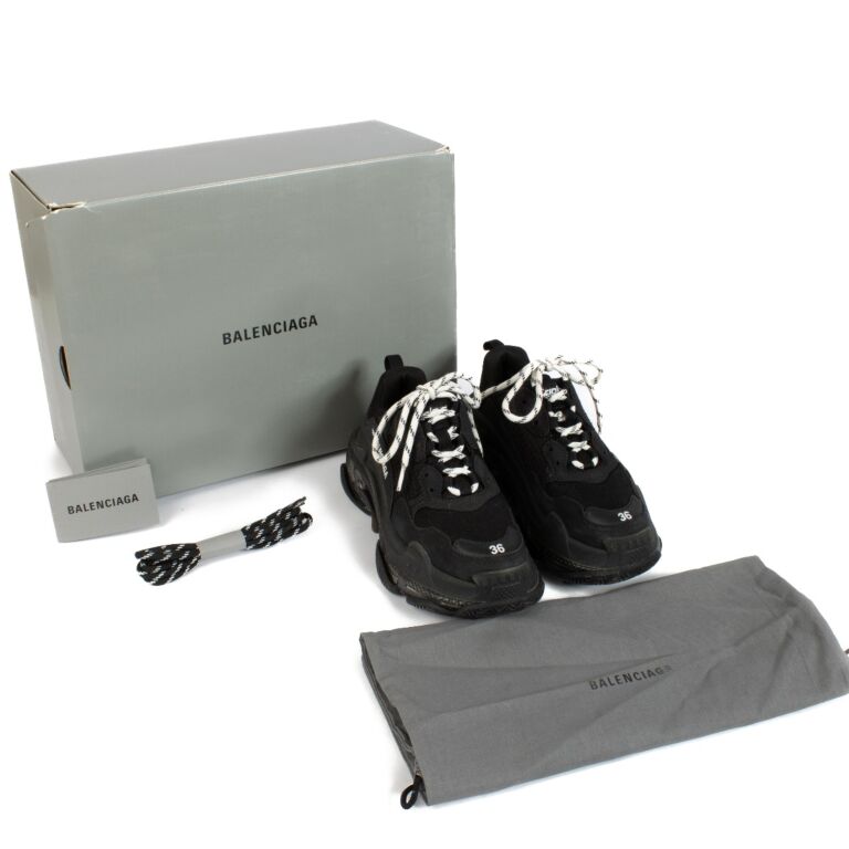 Balenciaga Black Triple S Sneakers - Size 36 ○ Labellov