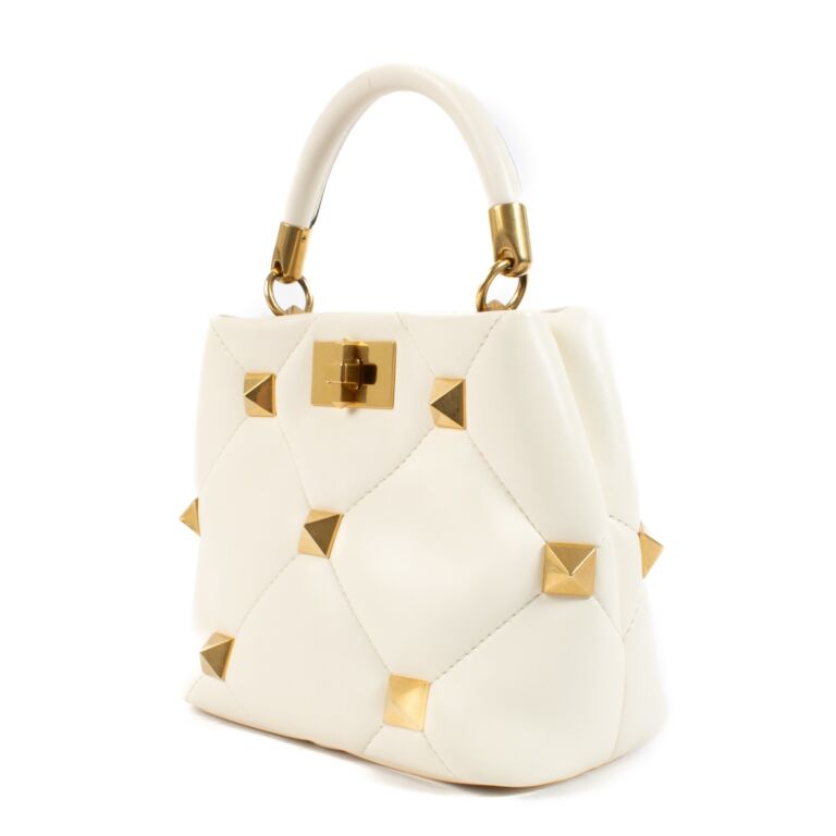 Valentino Garavani White Small Rockstud The Handle Bag