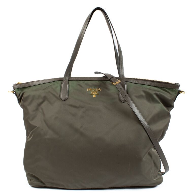 定率割引 西日本 Prada Sell and Buy ○ Labellov ○ Bag Tote Nylon Khaki バッグ