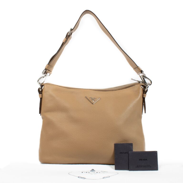バッグ 00S PRADA VITELLO DAINO LEATHER HOBO BAG Prada Vitello Daino Leather Hobo Bag Metallic Gold - DDH