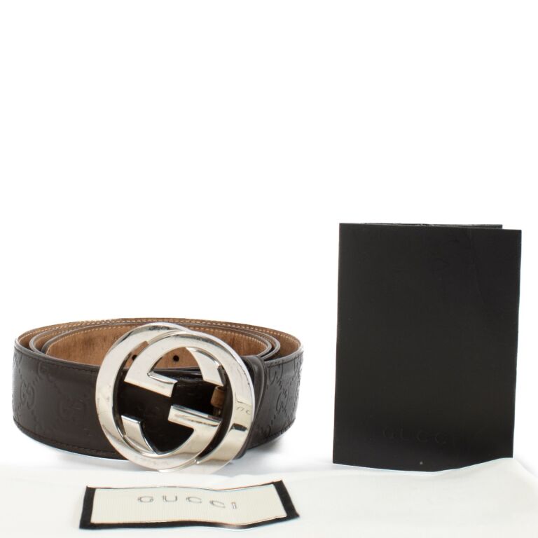 GUCCI ブラウン レザー ベルト 105cm