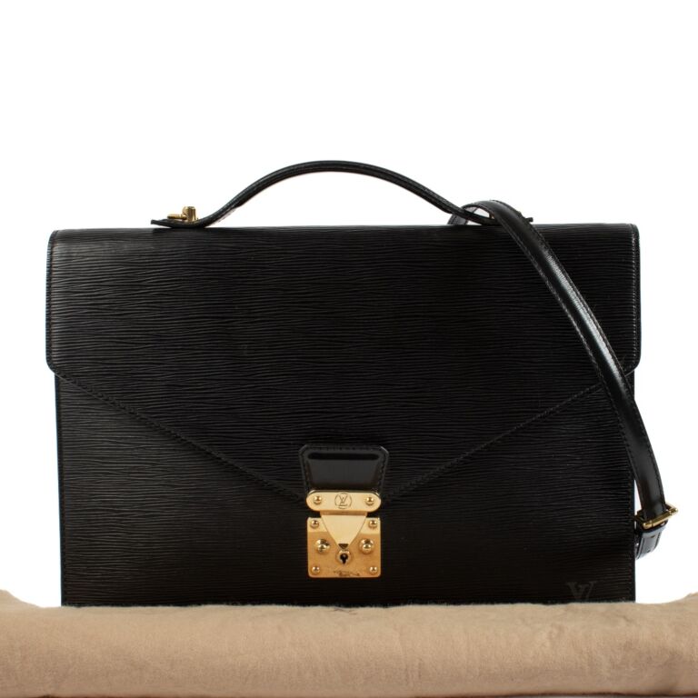 Louis Vuitton Black Epi Porte-Document Bandouliere Briefcase