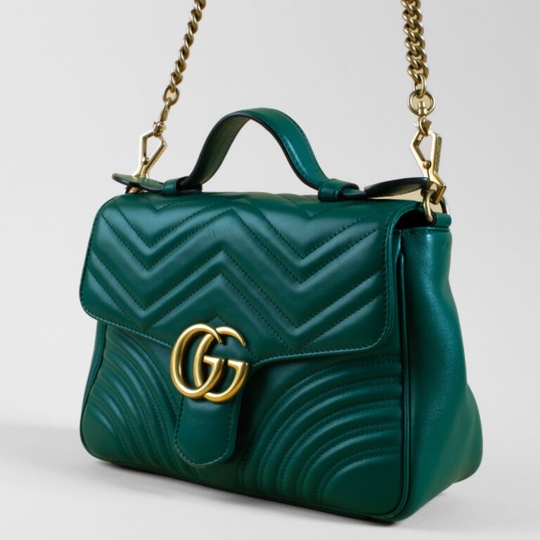 Gucci Green GG Marmont Small Top Handle Bag ○ Labellov