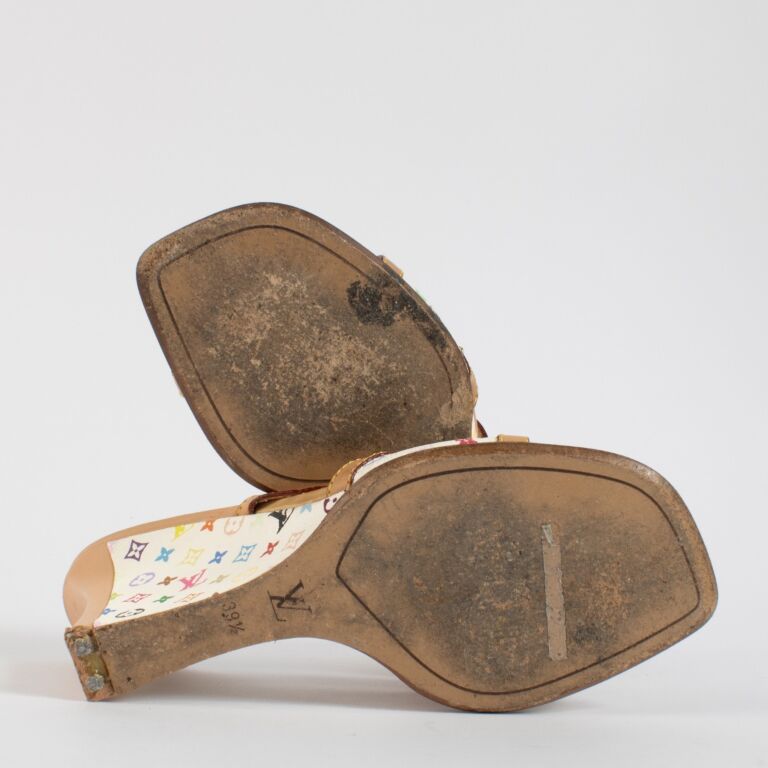 Louis Vuitton White Monogram Multicolore Mule Sandals - Size