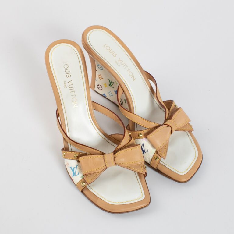 LOUIS VUITTON モノグラムミュール 39 Louis Vuitton White Monogram Multicolore Mule Sandals - Size