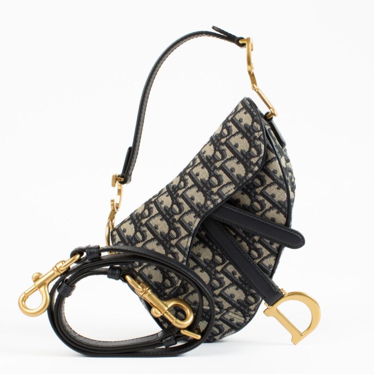 Christian Dior Blue Oblique Mini Saddle Bag ○ Labellov