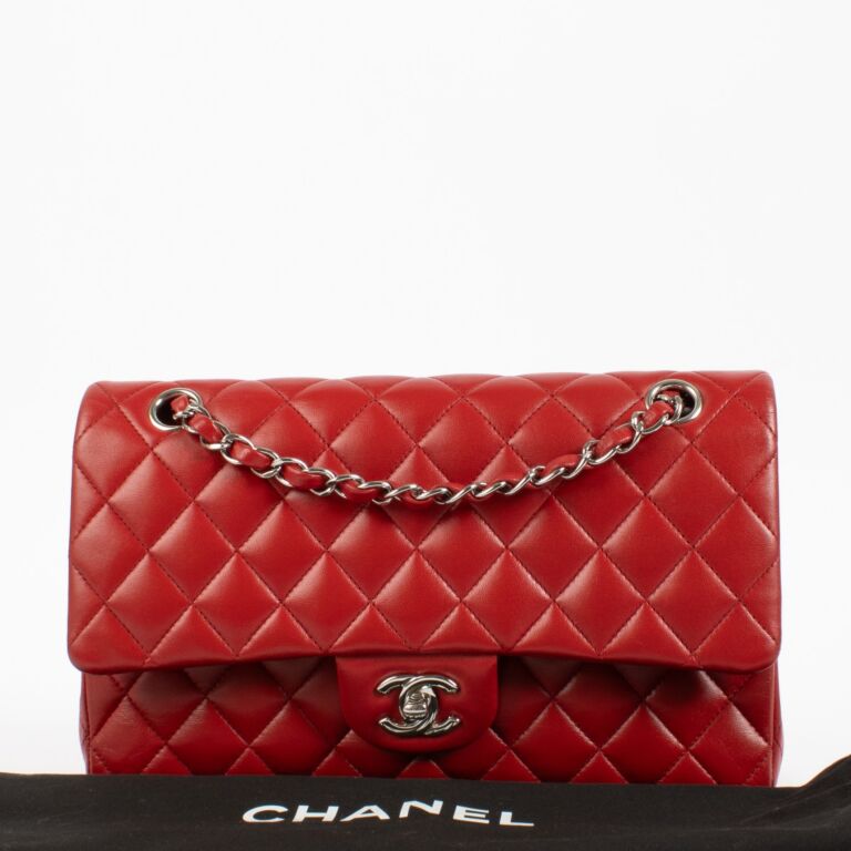 Chanel Red Lambskin Medium Classic 11.12 Bag ○ Labellov ○ Buy