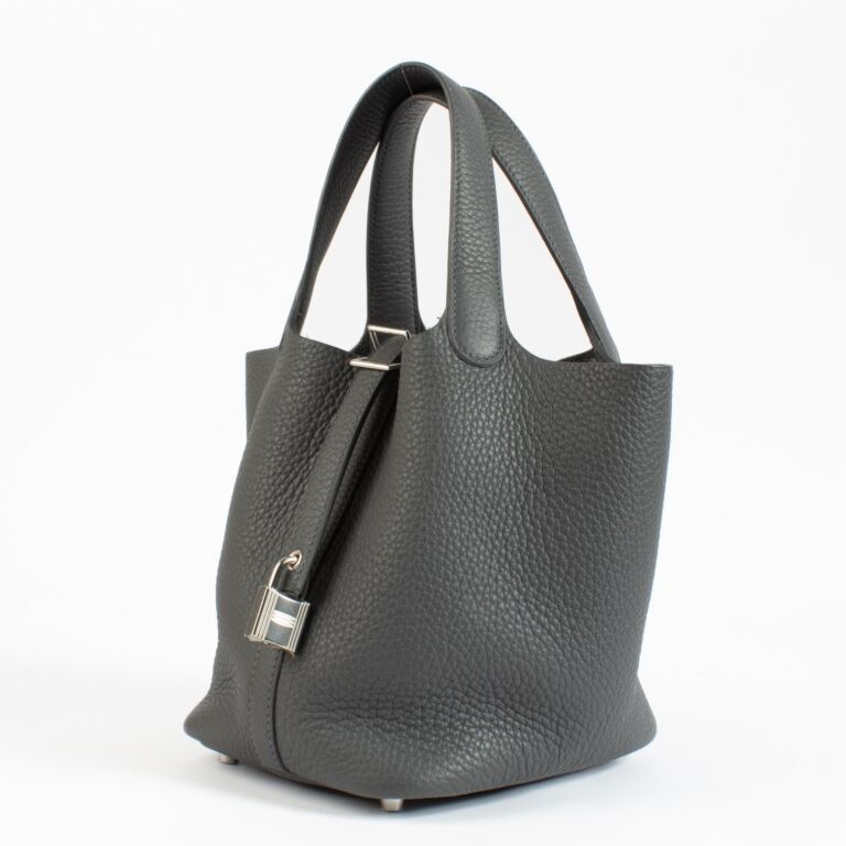Hermès Picotin Lock 18 Gris Ardoise Clemence Taurillon PHW
