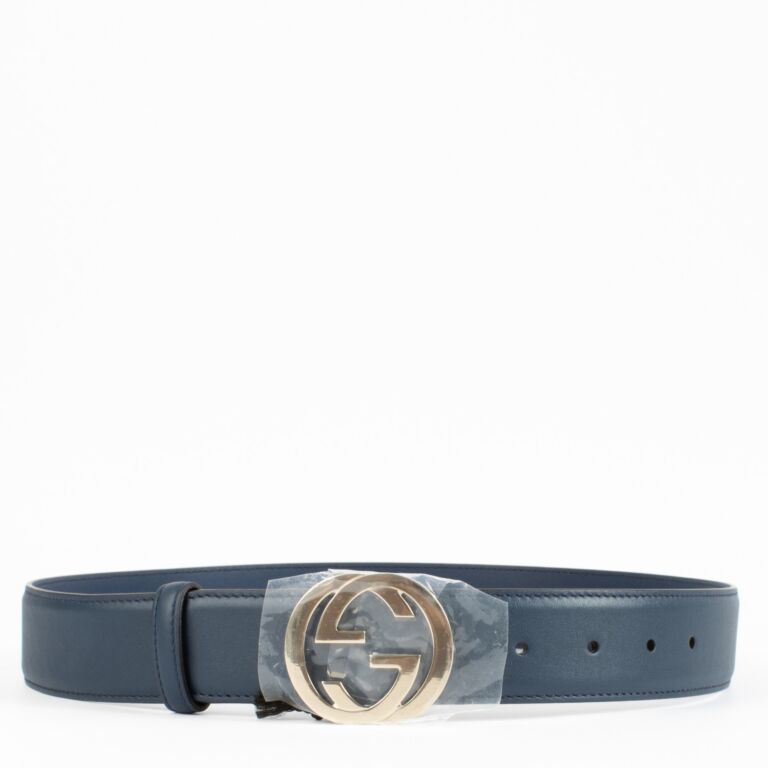 GUCCI 青 レザー ベルト 80/32 Gucci Blue Navy Belt - Size 80 ○ Labellov ○ Buy and Sell