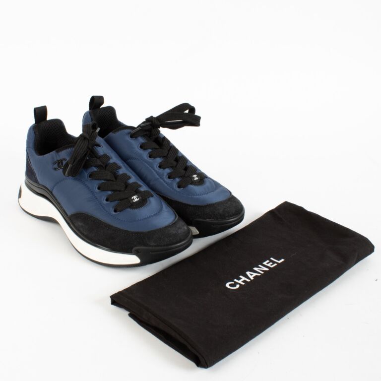 Chanel Blue Nylon/Suede Calfskin Sneakers - Size 39 1/2