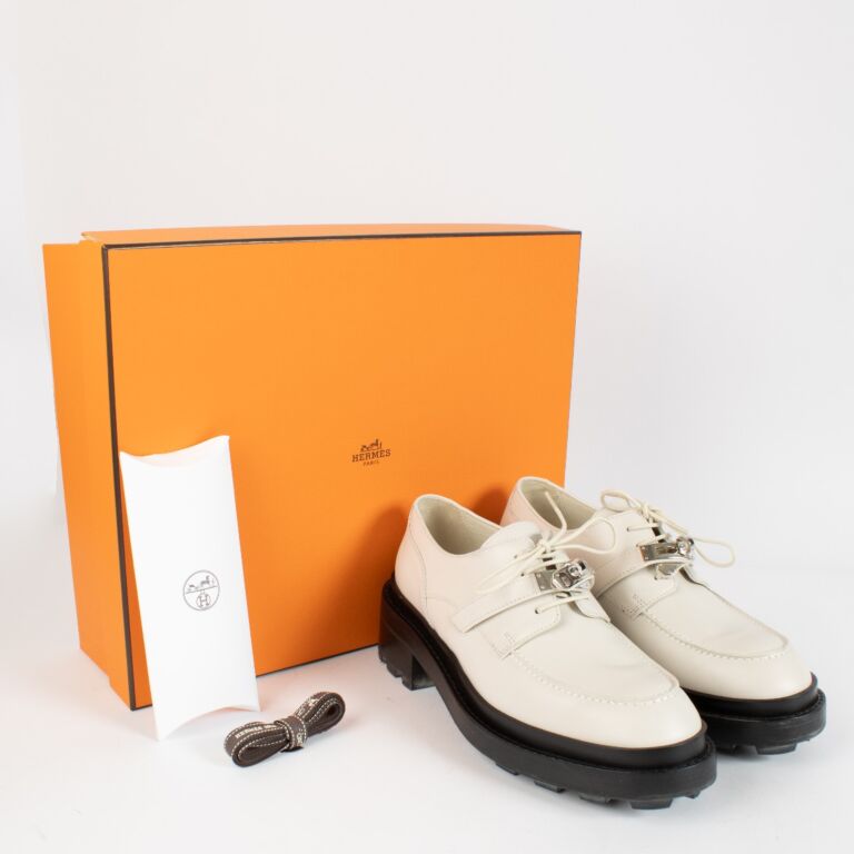 Hermès Beige Glaise First Oxford Loafers - size 38