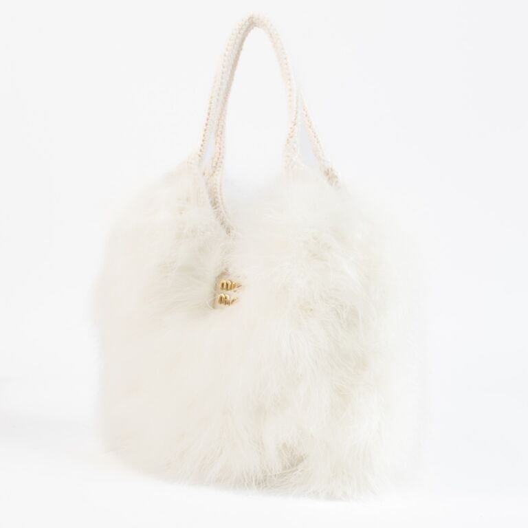Miu Miu IVY Crochet Handbag With Feathers ○ Labellov ○ Buy