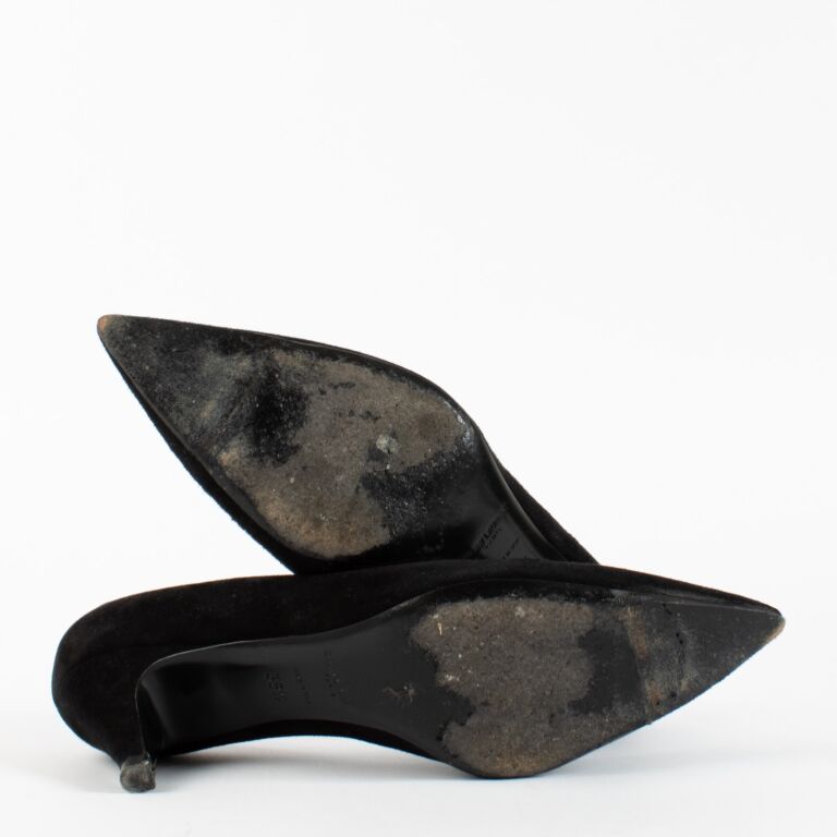 YSL ブラック ポインテッドトゥシューズ 36 1/2 Saint Laurent Black Suede Pumps ○ Labellov ○ Buy and Sell